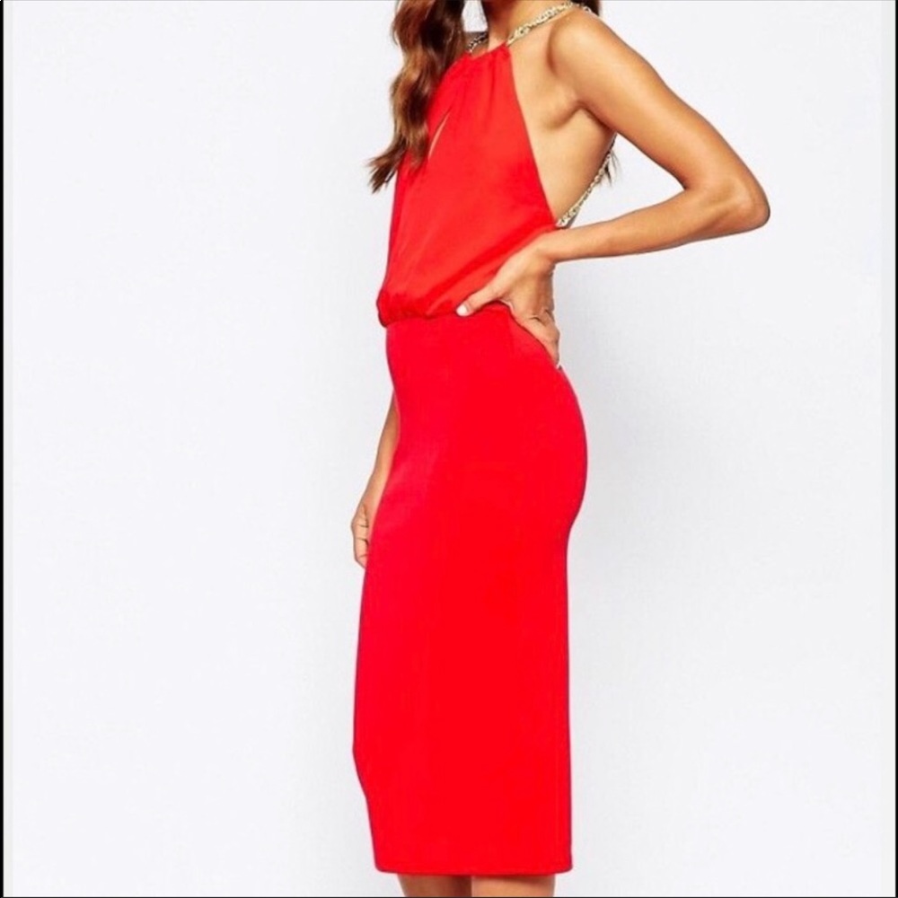 ASOS Red Low Back Pencil Dress